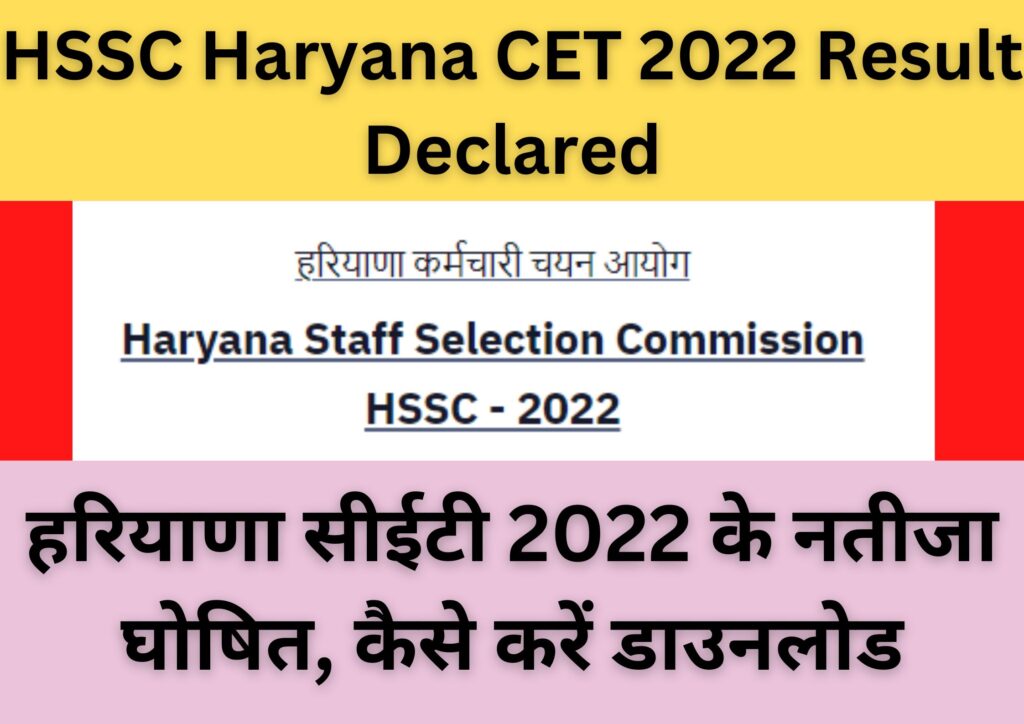 HSSC Haryana CET 2022 Result Declared